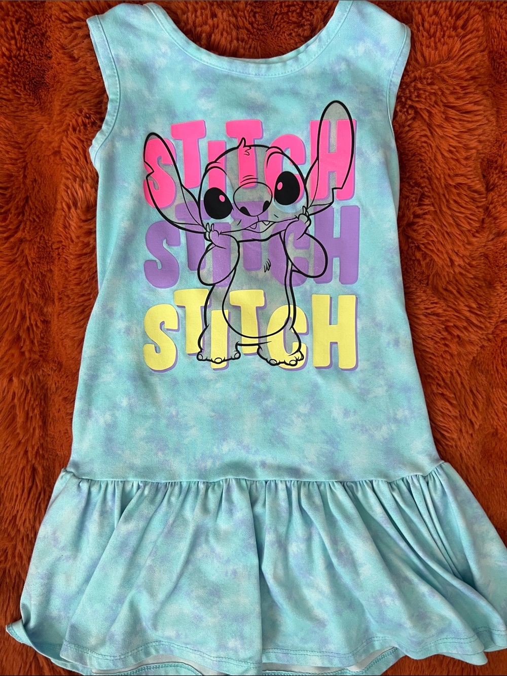 Disney Girls' Light Teal Tie-Dye Nightgown with Bright Graphic